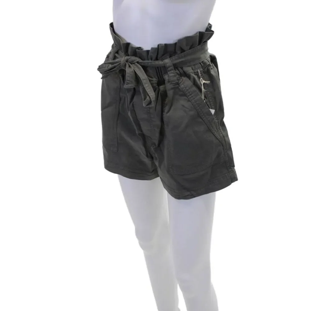 Splendid Womens Zipper Fly High Rise Drawstring Shorts Gray Cotton Size XS